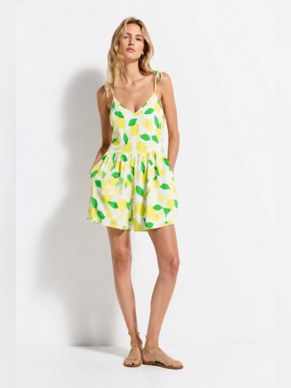 Kate Spade New York Lemon Leaf Print Romper Cover-Up Medium Resort Wear Summer
